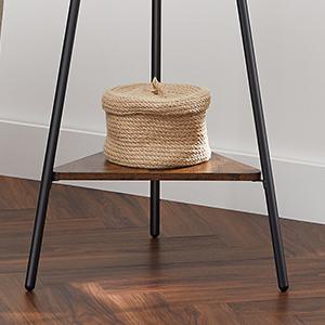 Coat Rack Freestanding, Coat Hanger Stand, Hall Tree with 2 Shelves, for Clothes, Hat, Bag, Industrial Style, Rustic Brown and Black URCR16BX