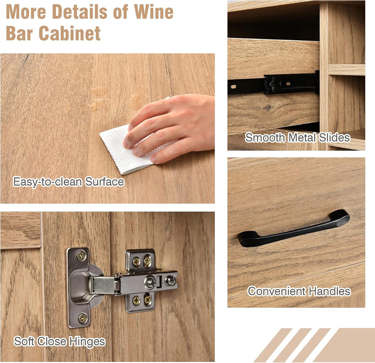 Giantex Bar Cabinet, Buffet Sideboard for 6 Wine Bottles, Wood Pantry Cupboard with Storage Drawer, 2 Door Cabinets, Anti-Toppling Devices, Credenza Organizer for Living Room Kitchen (Oak)