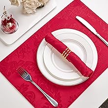 Rectangle Table Cloth Linen Farmhouse Stainproof Waterproof Washable Polyester Oblong Rectangular Fabric Table Cover for Kitchen Dining Dinner (Red, 52 X 70 Inch)
