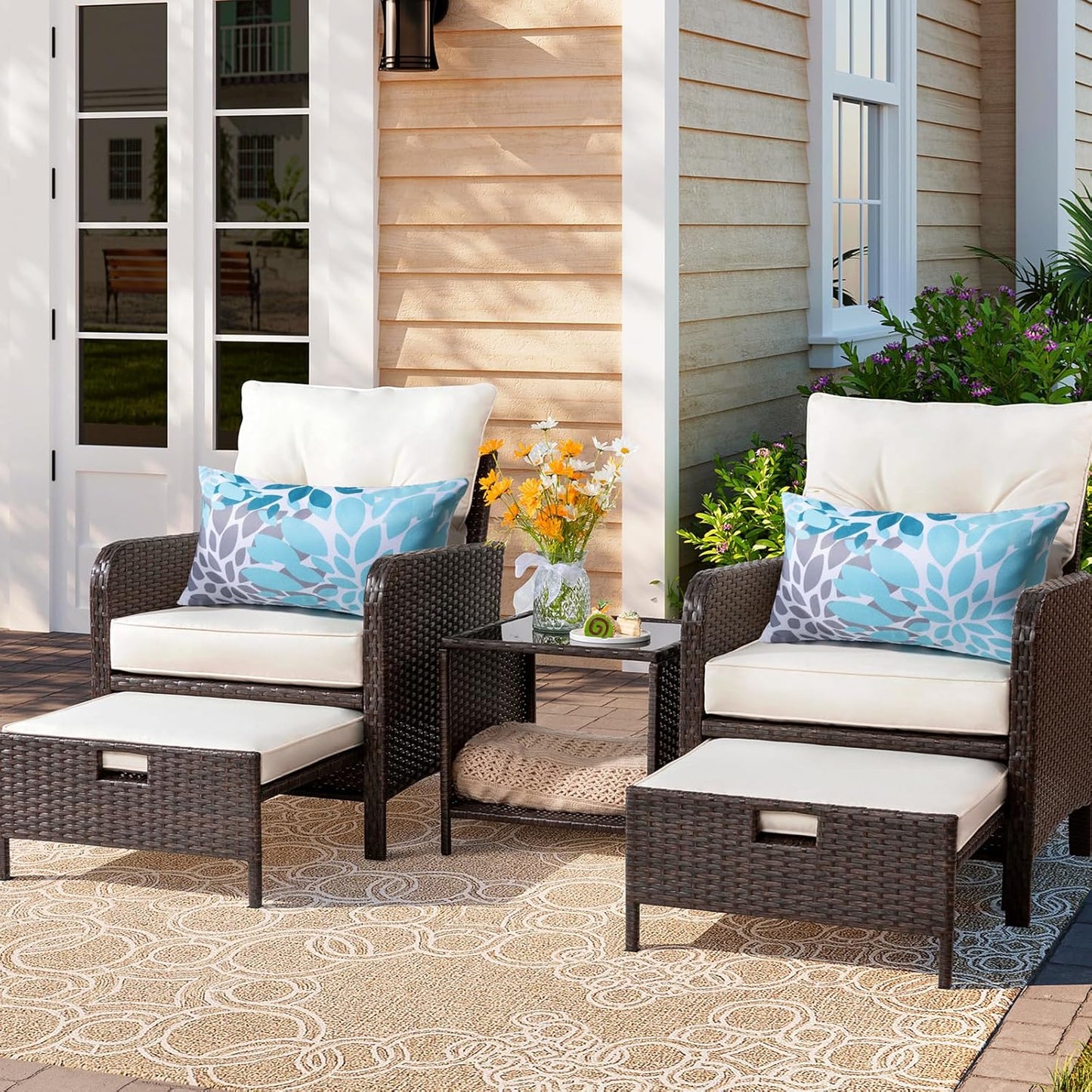 Outdoor Pillows, Pack of 2 12x20 Lumbar Pillows Water Resistant Decorative Throw Pillows for Couch, Sofa and Patio Furniture(Blue)