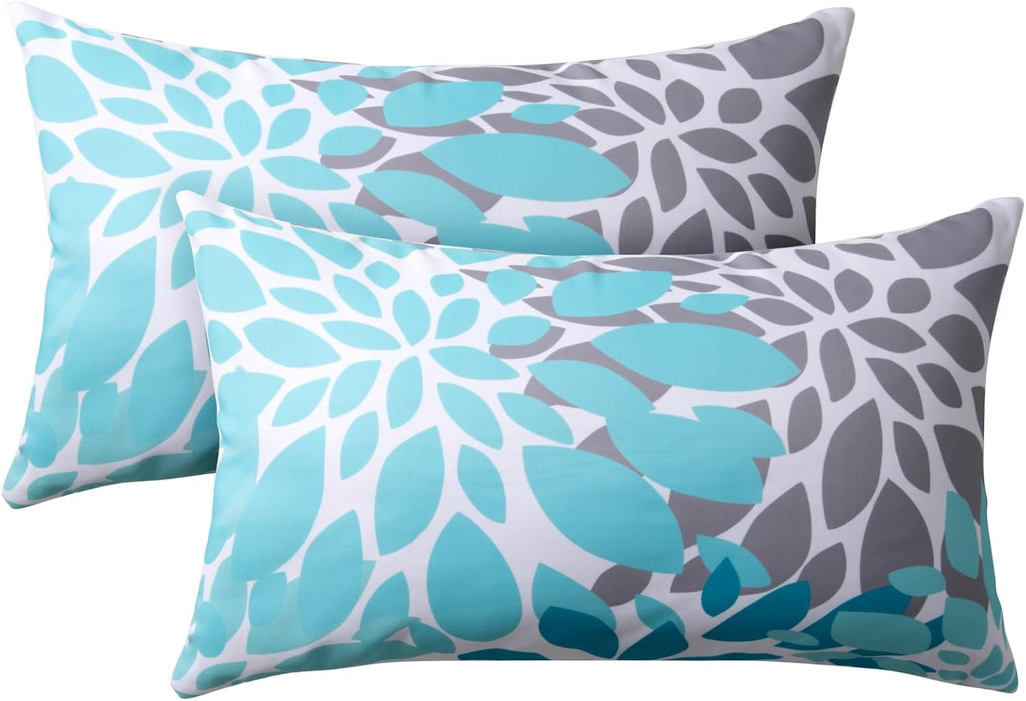 Outdoor Pillows, Pack of 2 12x20 Lumbar Pillows Water Resistant Decorative Throw Pillows for Couch, Sofa and Patio Furniture(Blue)