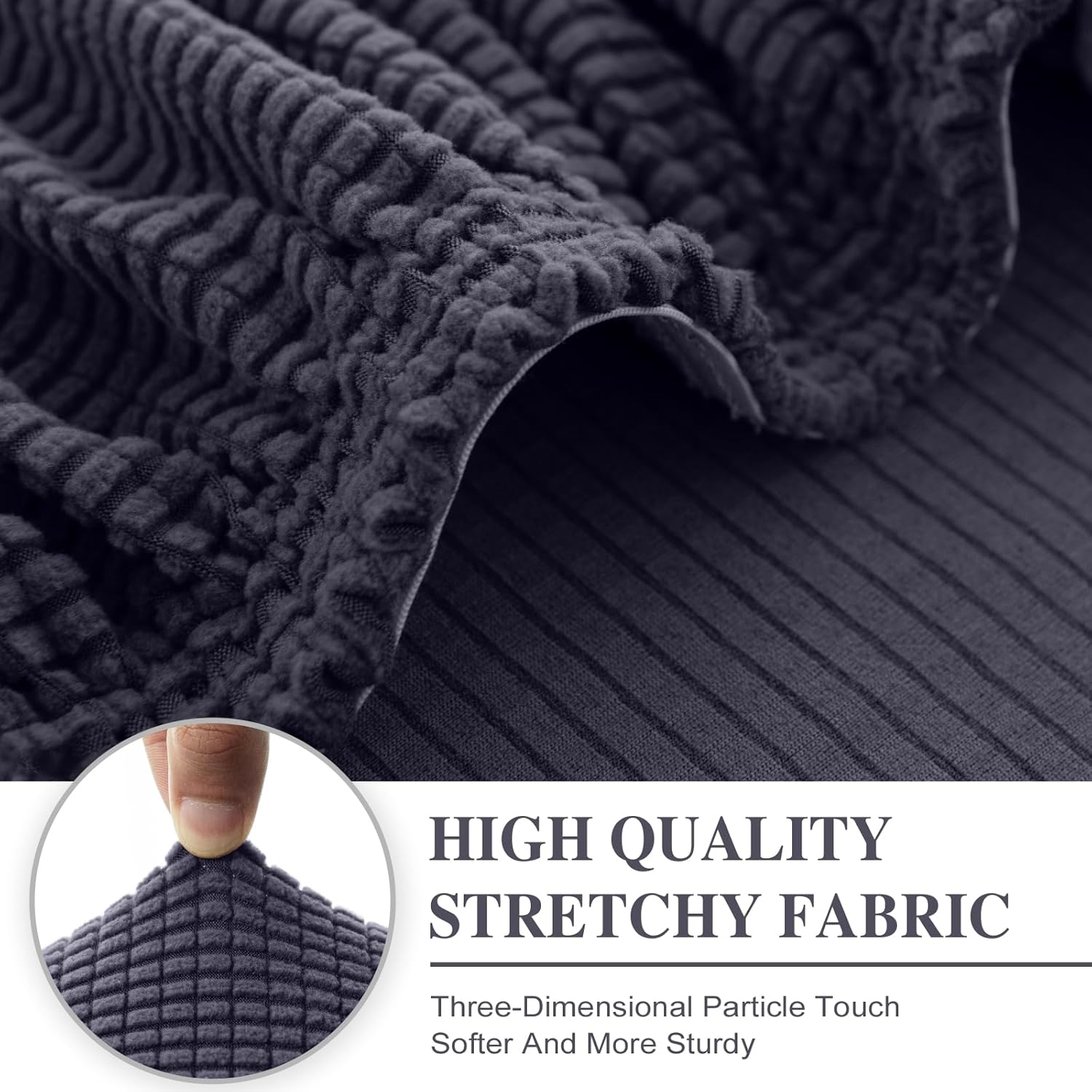 Couch Cushion Covers Seat Cushion Cover Stretch Couch Cover Separate Sectional Sofa Slipcovers Furniture Protector(3 Pieces for Seat or Sofa Backrest, Dark Grey)