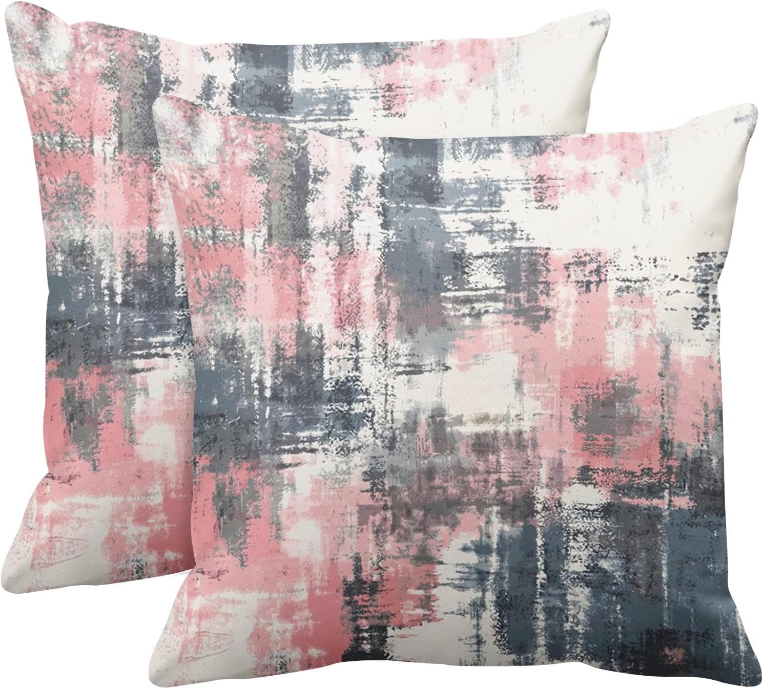 Emvency Set of 2 Throw Pillow Covers Modern Abstract Painting Blue White and Gray Decorative Sofa Pillow Cases Home Decor Standard Square 18x18 Inches Pillowcases